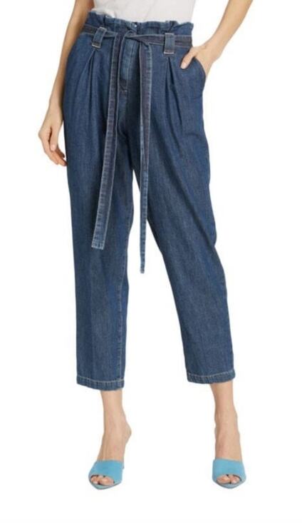 L'AGENCE Pants - L'AGENCE pants Violette Cotton Paperbag blue size 28